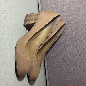 Franco Sarto block heel pumps, nude, size 8.5